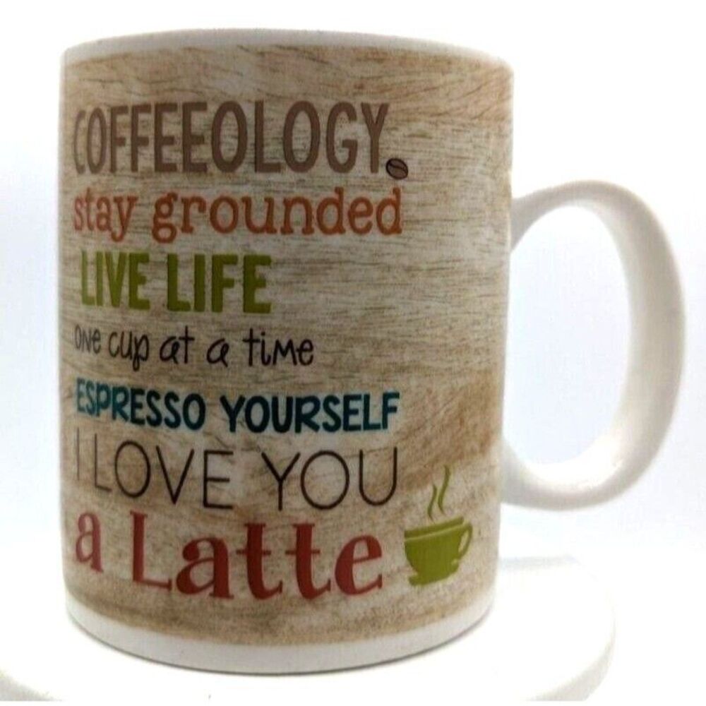 P Graham Dunn Coffeeology Coffee Mug 15 oz Ceramic Tea Cup Stay Grounded